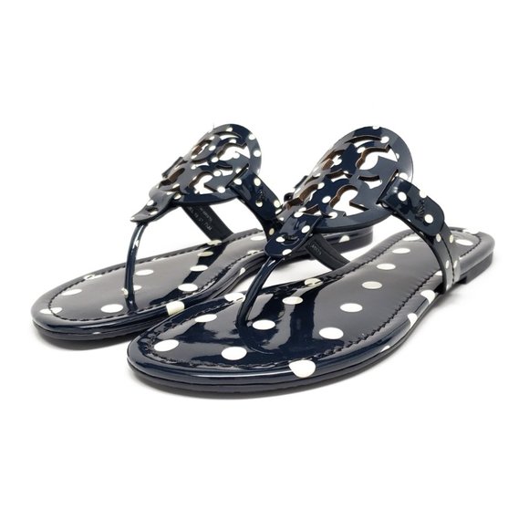 Tory Burch Miller Sandals in Classic Navy Dot - Picture 7 of 9